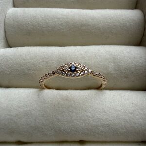 14 KT Gold with Blue Stone Size 7 Ring